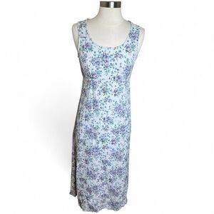 VTG All That Jazz Dress Womens 5/6 Blue Purple Floral Midi Tie Back Cottagecore